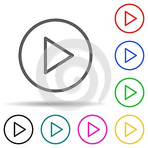 sign for play in a circle multi color style icon. Simple thin line, outline vector of web icons for ui and ux, website or mobile