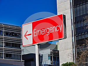 Sign Pointing Direction to Hospital Emergency Entrance