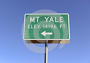 Sign Pointing to Mount Yale, Colorado 14er in the Rocky Mountains