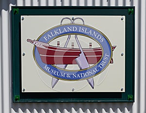 Sign post at the entrance to the Falklands Museum in Stanley. Museum and National Trust, Stanley, Falkland Islands photo