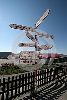 Sign post in Kangerlussuaq Airport