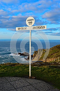 The sign post at Land`s End, Cornwall, England