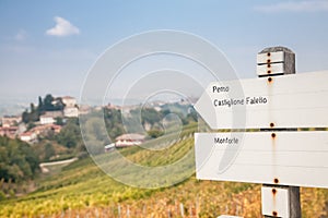 Sign post, Langhe, Italy