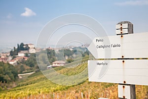 Sign post, Langhe, Italy photo