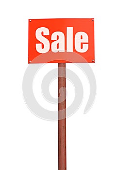 Sign post with sale inscription