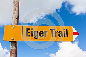 Sign post showing the Eiger Trail