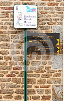 Sign post showing local walks in the Gorron area