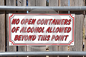 Sign profiting open alcohol containers