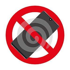 Sign of prohibited bring a smartphone - flat vector icon for apps or websites