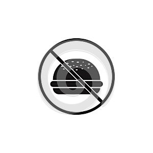 sign prohibited fast food icon. Element of danger signs icon. Premium quality graphic design icon. Signs and symbols collection ic