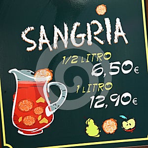 Sign promoting Sangria in Sevilla, Spain