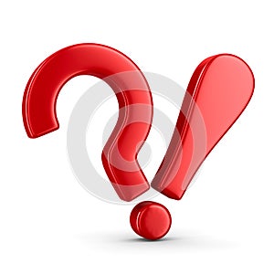 Sign question and exclamation on white