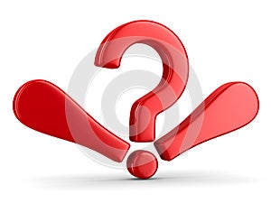 Sign question and exclamation on white