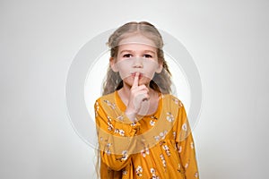 Sign quieter fingers shows beautiful little girl
