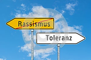 Sign Racism - tolerance in german photo