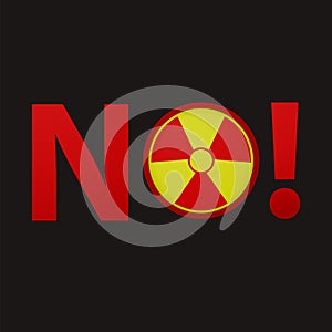 The sign of radiation in the word no. Vector illustration.