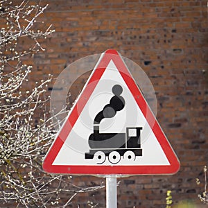 Sign - Railway crossing without barrier.