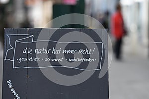 Sign reading `Nature is always right` in Bad Ischl