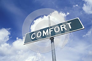 A sign that reads Comfort