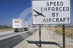 A sign that reads Speed enforced by aircraft