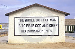 A sign that reads The whole duty of man is to fear God and keep his commandments