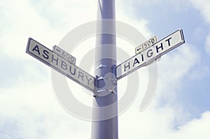 A sign that reads ï¿½Ashbury/Haightï¿½