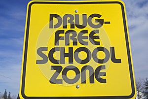 A sign that reads ï¿½Drug free school zoneï¿½