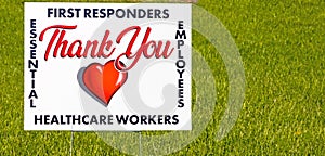 sign with red heart thanking first responders