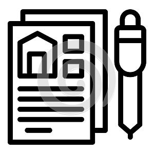 Sign rent contract icon outline vector. Building apartment