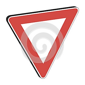 Sign road precedence give 3d, triangular blank, yield way empty