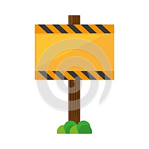 sign road rectangle caution yellow empty with grass