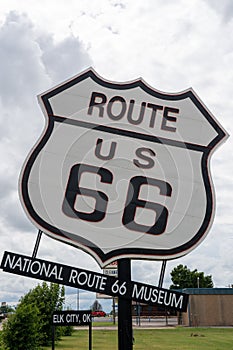 Sign for Route 66 in El Reno, USA.