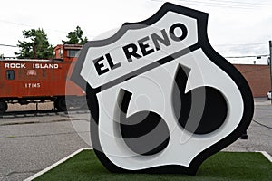 Sign for Route 66 in El Reno, USA.