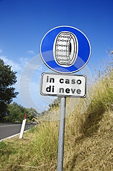 Sign on Rural Road in Italy