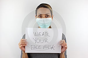 Sign saying Wear your face mask