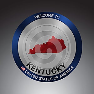 The Sign Shield style United states of America with message, Kentucky and Red map on Grey Background vector art image illustration