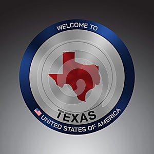 The Sign Shield style United states of America with message, Texas and Red map on Grey Background vector art image illustration