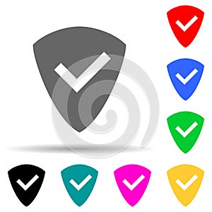 sign shield with a tick multi color style icon. Simple thin line, outline vector of web icons for ui and ux, website or mobile