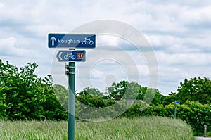 Sign showing directions, Rougham and cycle lane, Bury St Edmunds, UK