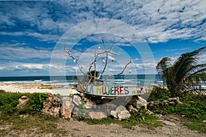 Sign showing Island Mujeres Cancun Mexico