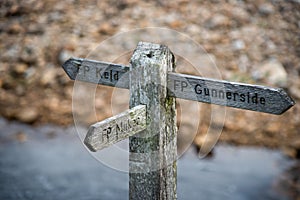 Sign showing th Kled, Muker and Gunnerside