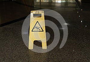 Sign showing warning of caution wet floor