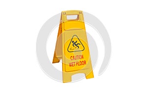 Sign showing warning of caution wet floor