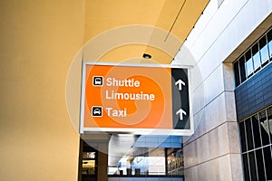 Sign for shuttle, limousine and taxi