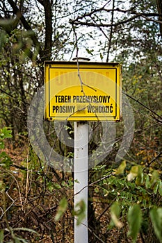 Sign on the Skalny heap: Please do not enter the industrial area.