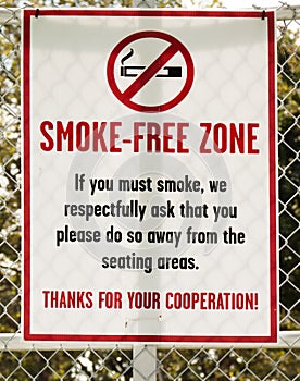 Sign for Smoke-Free Zone