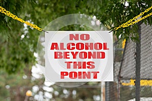 Sign specifying alcohol restriction