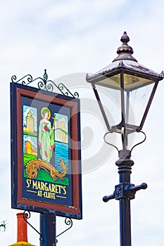 Sign of St. Margaret`s at Cliffe village England