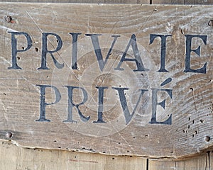 Sign stating private photo