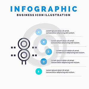 Sign, Station, Traffic, Train, Transportation Line icon with 5 steps presentation infographics Background